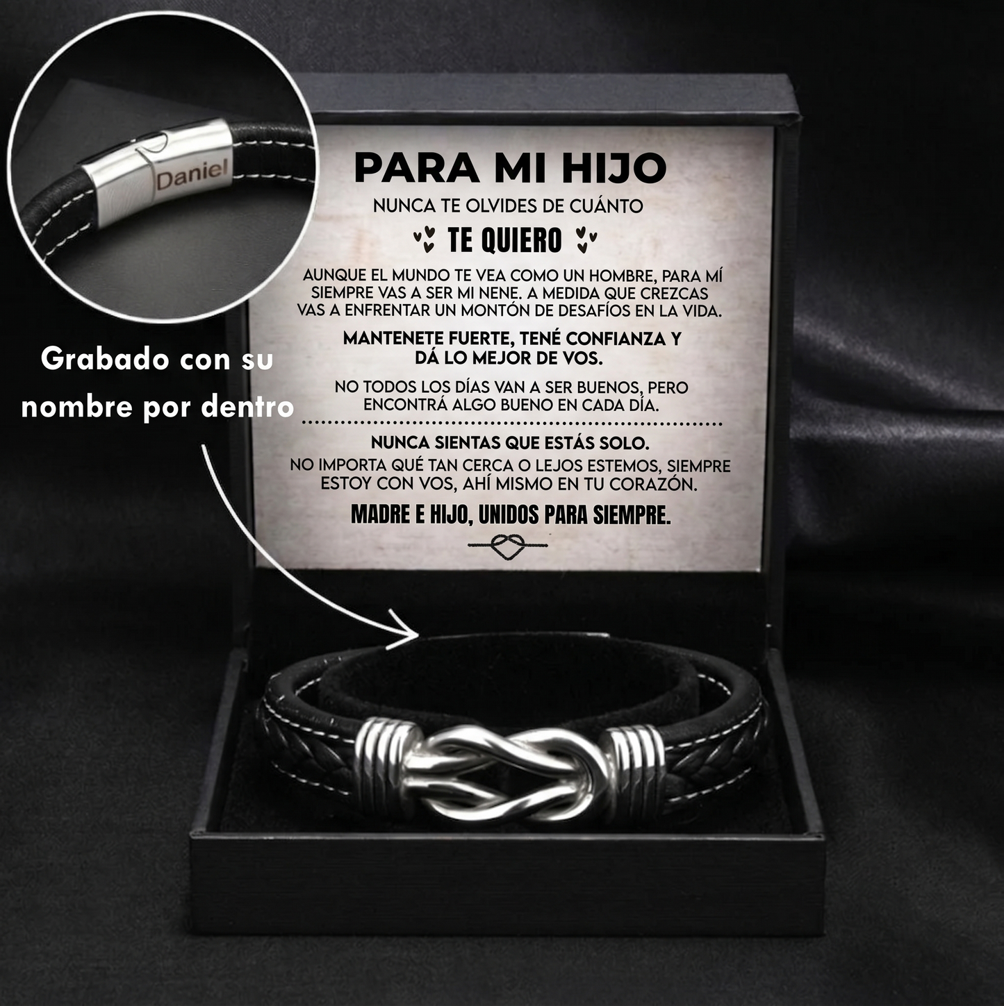 «Para mi hijo» — Pulsera grabada