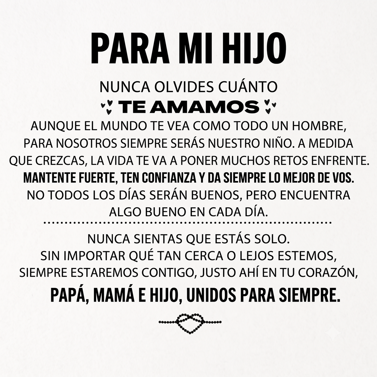 «Para mi hijo» — Pulsera grabada